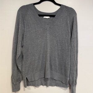 H&M Basics Grey V-Neck Long-Sleeve Pullover Lightweight Sweater Size Small